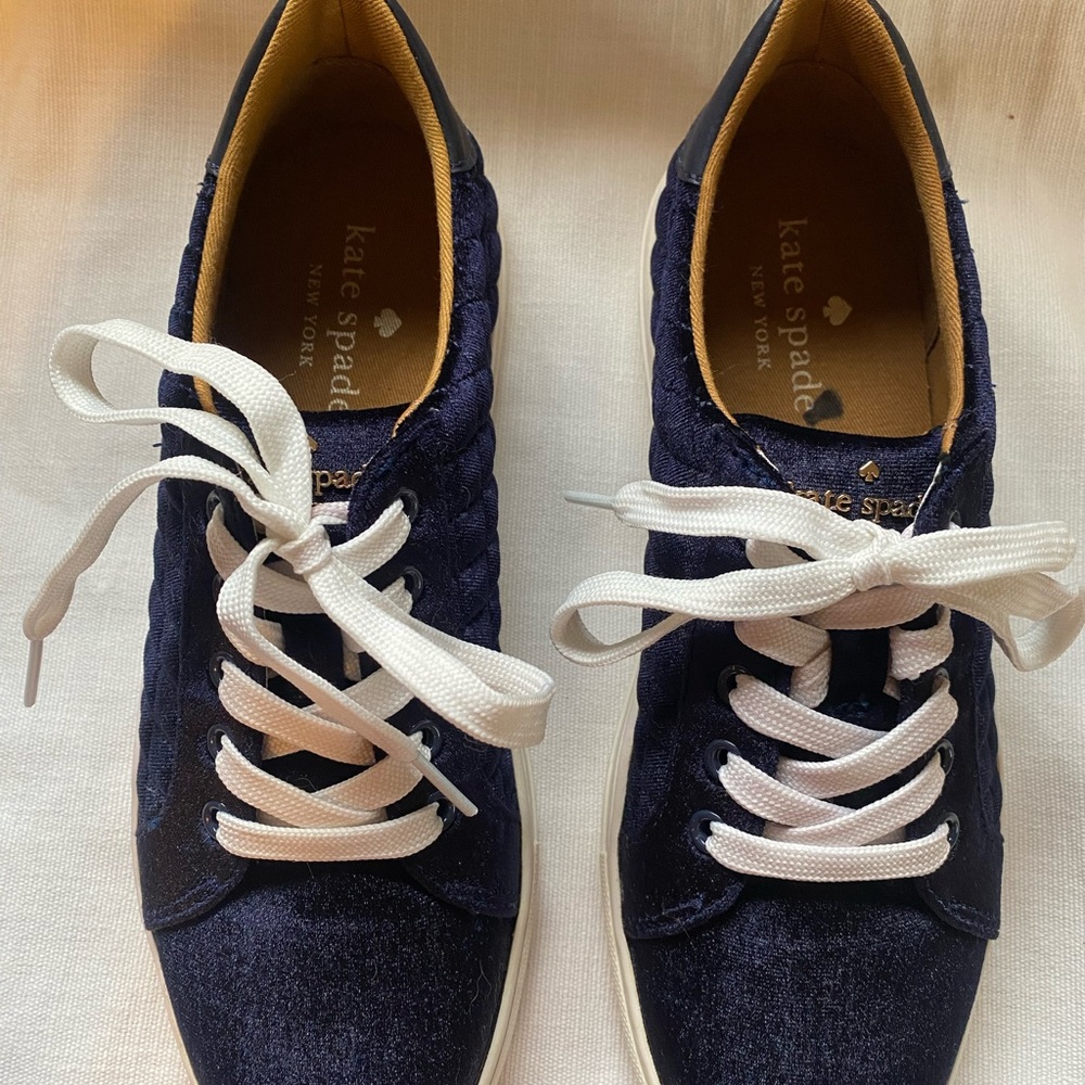 Kate Spade Dark Blue Velvet Sneakers